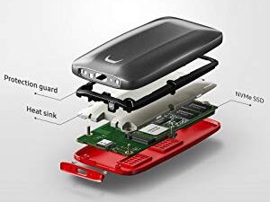 Samsung X5 Portable SSD – 2TB – Thunderbolt 3 External SSD (MU-PB2T0B/AM) Gray/Red