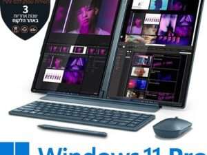 מחשב נייד עם שני מסכי מגע Lenovo Yoga Book 9-14IAH10 83KJ0021IV – צבע Tidal Teal – מעמד Folio, עכבר Yoga® Slim ועט Yoga כלולים בתוך האריזה כמתנה!